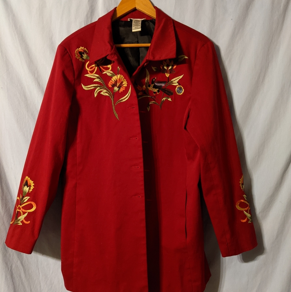 Red long embroidered jacket